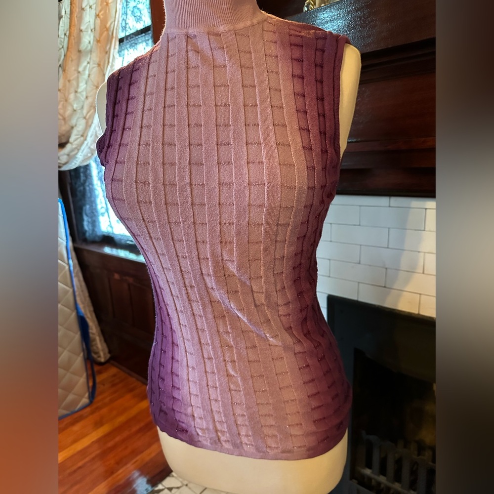 Purple ombré top size xs/small stretchy mock turtleneck sleeveless